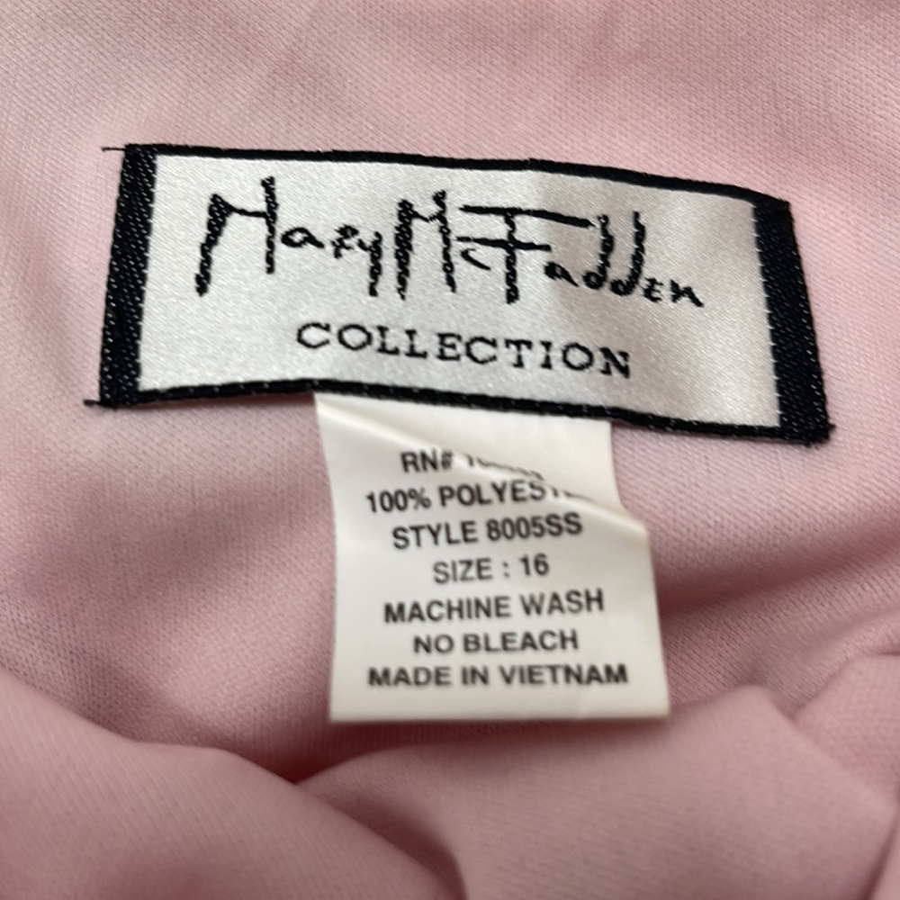 Vintage Mary McFadden Pink Floral Poly Dress & Short Sleeve Jacket Size 16 sku1 - Picture 4 of 4